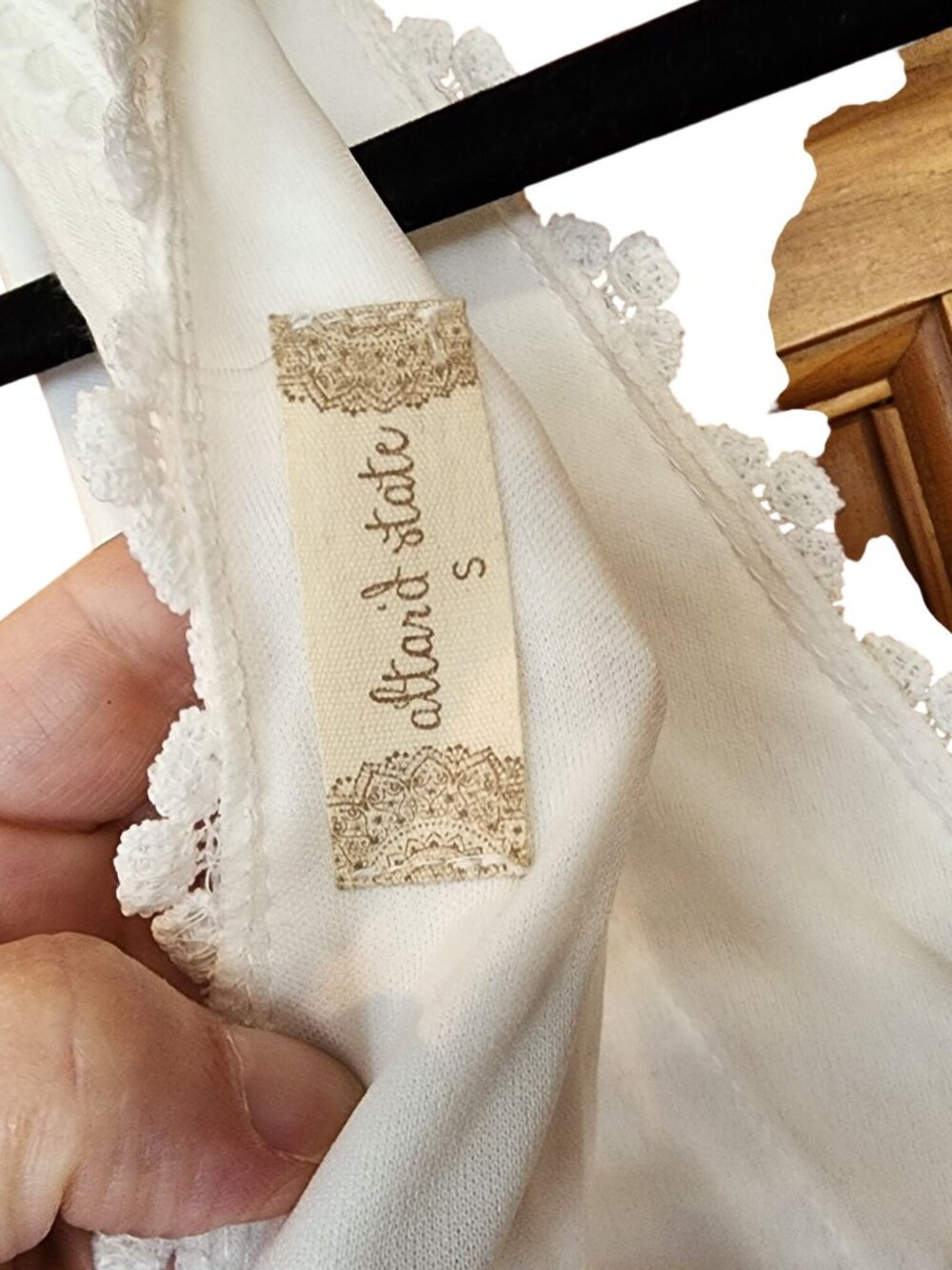 Anthropologie Altar'd State Off White Crepe Lace Maxi Dress Boho Womens Size S - Picture 3 of 3